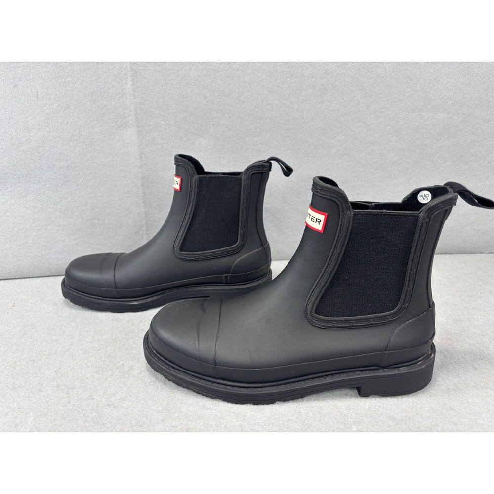 Hunter Commando Chelsea Boots‎ Black Women's Size 7 M Pull On waterproof - Picture 5 of 8
